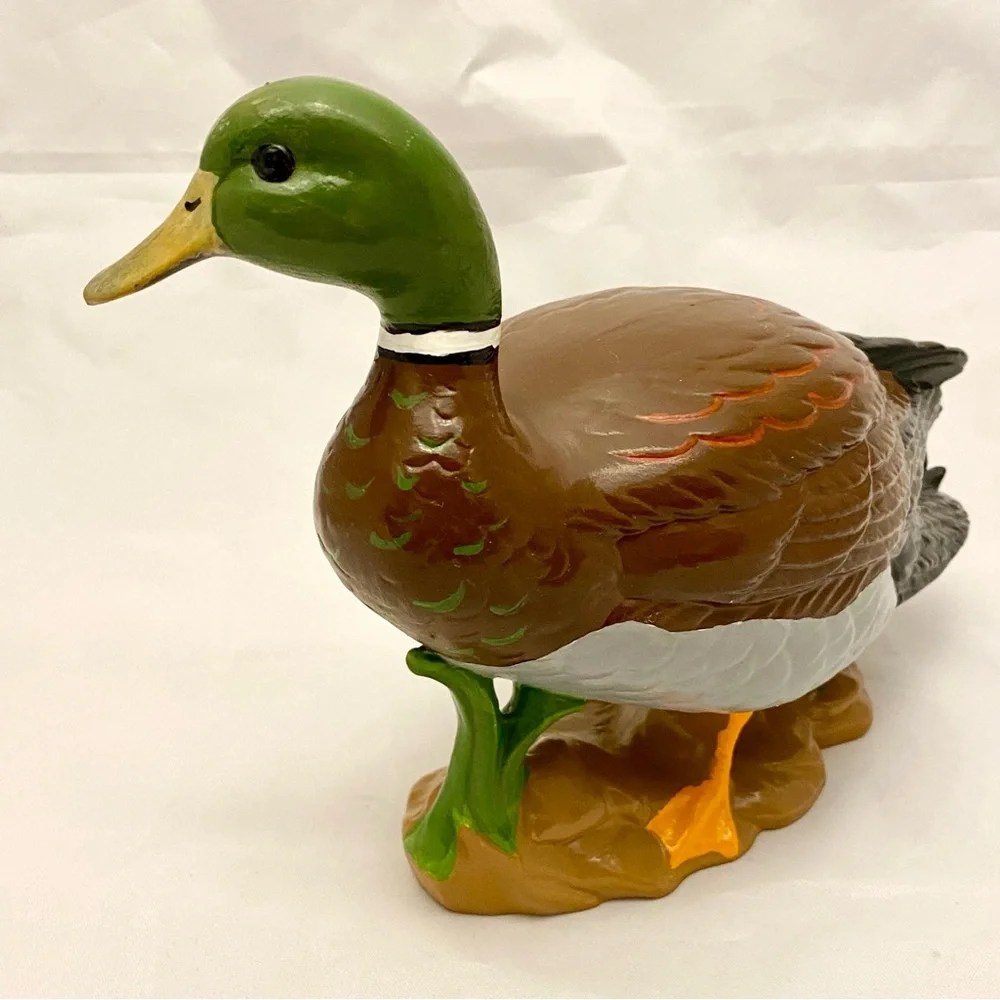 Hand-Painted Ceramic Duck, Signed on Bottom, Hobbyist Painted, VTG